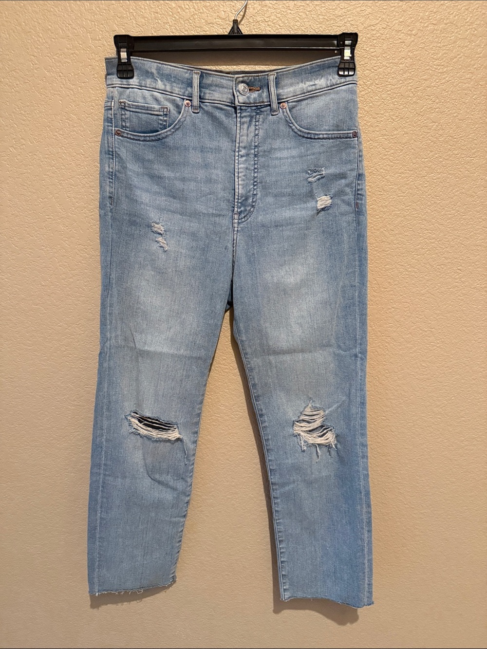 Express Light Blue Ripped Cropped Jeans